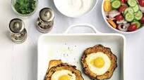 Curried squash and eggs with raita salad Curried squash and eggs with raita salad