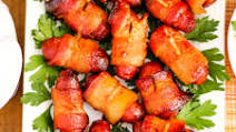 Maple Whiskey Glazed Bacon Wrapped Lit'l Smokies Maple Whiskey Glazed Bacon Wrapped Lit'l Smokies