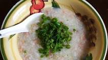 Salmon rice soup with ginger and garlic Salmon rice soup with ginger and garlic