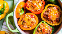 Ground Beef Stuffed Green Bell Peppers With Cheese Ground Beef Stuffed Green Bell Peppers With Cheese