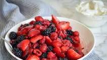 Gina Homolka's Macerated Berries with Greek Yogurt Whipped Cream Gina Homolka's Macerated Berries with Greek Yogurt Whipped Cream