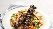Greek Kebabs with Chopped Salad & Chips Greek Kebabs with Chopped Salad & Chips