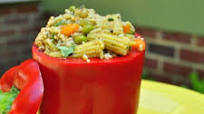 Stir Fry Stuffed Peppers w/ Honey Ginger Cucumber Salad Stir Fry Stuffed Peppers w/ Honey Ginger Cucumber Salad