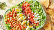 Vegetarian Greek Cobb Salad with Feta, Olives & Garlicky Pita Vegetarian Greek Cobb Salad with Feta, Olives & Garlicky Pita