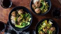 Asian-Style Pork Meatballs With Hoisin Vegetables & Rice Asian-Style Pork Meatballs With Hoisin Vegetables & Rice