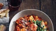Slow Cooker Rigatoni with Tomato Sauce, Pork Shank and Sausage Meatballs Slow Cooker Rigatoni with Tomato Sauce, Pork Shank and Sausage Meatballs
