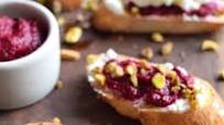 Roasted Beet Crostini with Goat Cheese and Pistachio Roasted Beet Crostini with Goat Cheese and Pistachio