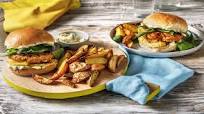 Hawaiian Turkey Burgers with Potato Wedges with Green Onion Aioli Dipping Sauce Hawaiian Turkey Burgers with Potato Wedges with Green Onion Aioli Dipping Sauce