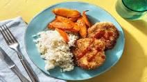 Panko Pork Cutlets With Hoisin Sriracha Sauce, Carrots, and Jasmine Rice Panko Pork Cutlets With Hoisin Sriracha Sauce, Carrots, and Jasmine Rice