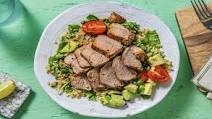 Spiced Pork Tenderloin with Herby Quinoa and Avocado Salsa Spiced Pork Tenderloin with Herby Quinoa and Avocado Salsa