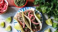 Pulled Pork Tacos With Pickled Red Onions and Cilantro Pesto Pulled Pork Tacos With Pickled Red Onions and Cilantro Pesto