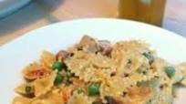 Chicken and Farfalle with roasted garlic sauce Chicken and Farfalle with roasted garlic sauce