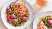 Roasted Salmon With Peas and Radishes Roasted Salmon With Peas and Radishes