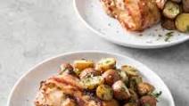 Bacon-Wrapped Pork Chops with Roasted Potatoes for Two Bacon-Wrapped Pork Chops with Roasted Potatoes for Two