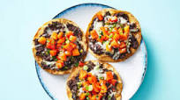 Black Bean & Cheese Tostadas with Marinated Peppers Black Bean & Cheese Tostadas with Marinated Peppers