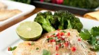 Pan-Roasted Tilapia With Chili-Lime Garlic Compound Butter and Roasted Broccoli Pan-Roasted Tilapia With Chili-Lime Garlic Compound Butter and Roasted Broccoli