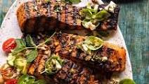 Greek Salmon with Lemon Feta and Orzo Summer Salad. Greek Salmon with Lemon Feta and Orzo Summer Salad.