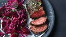Hanger Steaks with Cabbage-and-Beet Salad Hanger Steaks with Cabbage-and-Beet Salad