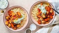 Kashmiri Roasted Vegetables & Tofu Paneer with Cucumber Raita & Millet Kashmiri Roasted Vegetables & Tofu Paneer with Cucumber Raita & Millet