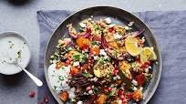 Roasted veg, freekeh and feta salad with a yogurt and mint dressing Roasted veg, freekeh and feta salad with a yogurt and mint dressing