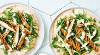 Middle Eastern Chicken Pizza with Hummus and Coriander Yoghurt Middle Eastern Chicken Pizza with Hummus and Coriander Yoghurt