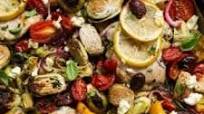 Sheet Pan Greek Chicken and Veggies with Tzatziki Sauce Sheet Pan Greek Chicken and Veggies with Tzatziki Sauce