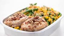 Bacon and Gruyere-Crusted Pork Chop with Honey Mustard Green Beans easy prep & pan included Bacon and Gruyere-Crusted Pork Chop with Honey Mustard Green Beans easy prep & pan included