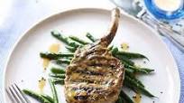 Miso mustard pork chops with sesame green beans Miso mustard pork chops with sesame green beans