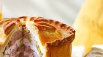 Hand raised pie with hot water crust pastry Hand raised pie with hot water crust pastry
