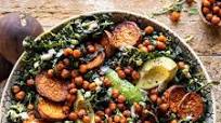 Kale Caesar Salad with Sweet Potatoes and Crispy Chickpeas Kale Caesar Salad with Sweet Potatoes and Crispy Chickpeas