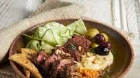 Greek Beef Steak and Hummus Plate Greek Beef Steak and Hummus Plate