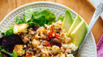 Roasted Cauliflower and Farro Salad with Feta and Avocado Roasted Cauliflower and Farro Salad with Feta and Avocado