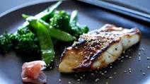 Miso cod with sesame greens Miso cod with sesame greens