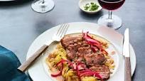 Perfect Match Recipe: Seared Duck Breast with Spaghetti Squash, Onion Syrup | Wine Spectator Perfect Match Recipe: Seared Duck Breast with Spaghetti Squash, Onion Syrup | Wine Spectator