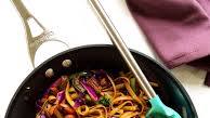 Vegan Mongolian noodles and veggies stir fry in spicy soy ginger sauce Vegan Mongolian noodles and veggies stir fry in spicy soy ginger sauce