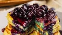 Fluffy Sour Cream Pancakes with Blueberry Sauce Fluffy Sour Cream Pancakes with Blueberry Sauce