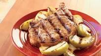 Whiskey-Mustard Pork Chops with Grilled Apples Whiskey-Mustard Pork Chops with Grilled Apples