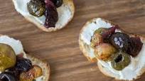 Toasted Olive & Grape Bruschette Toasted Olive & Grape Bruschette