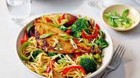 Grilled teriyaki fish with veg and noodles Grilled teriyaki fish with veg and noodles
