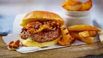 Duck burger and chips Duck burger and chips