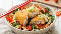 Fish with soy and ginger noodles Fish with soy and ginger noodles