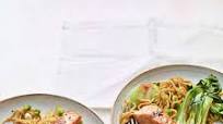 Salt and pepper salmon with spring onion noodles Salt and pepper salmon with spring onion noodles