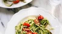 Heather's Zucchini Noodles with Basil-Pumpkin Seed Pesto Heather's Zucchini Noodles with Basil-Pumpkin Seed Pesto