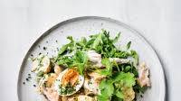 Curried potato salad with soft-boiled eggs & smoked mackerel Curried potato salad with soft-boiled eggs & smoked mackerel