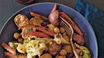 Roasted Indian-Spiced Vegetables and Chickpeas with Raisins Roasted Indian-Spiced Vegetables and Chickpeas with Raisins