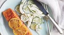 Salmon With Creamy Cucumber-Fennel Salad Salmon With Creamy Cucumber-Fennel Salad