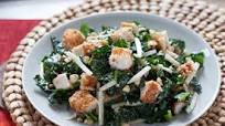Parmesan-Crusted Chicken with Kale Caesar Salad and Toasted Hazelnuts Parmesan-Crusted Chicken with Kale Caesar Salad and Toasted Hazelnuts