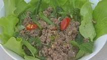 Ground beef salad with lemongrass and chilli, Hmong style (la or larb) Ground beef salad with lemongrass and chilli, Hmong style (la or larb)
