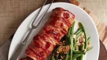 Bacon-Wrapped Pork Tenderloin with Honey-Almond Green Beans Bacon-Wrapped Pork Tenderloin with Honey-Almond Green Beans