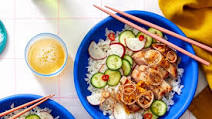 Honey-Ginger Pork Chops with Spicy Marinated Vegetables & Crispy Shallot Honey-Ginger Pork Chops with Spicy Marinated Vegetables & Crispy Shallot